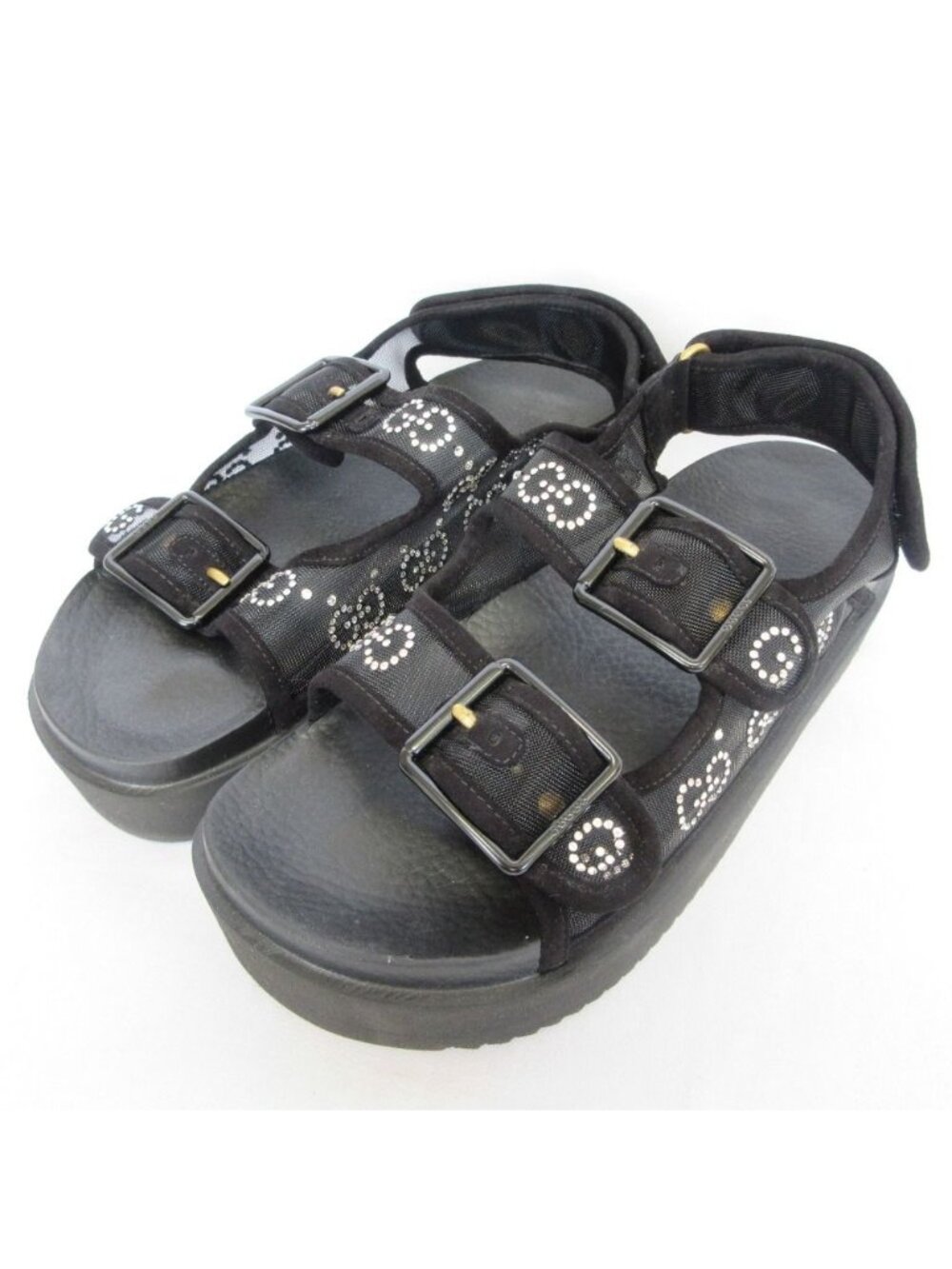 Gucci GG Crystal Mesh Sandals 37 Black